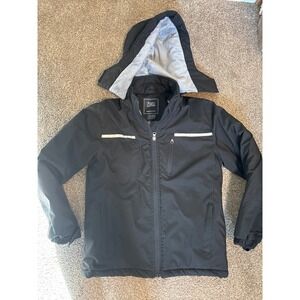 ZSHOW Puffer Jacket Boys 10-12 Black Excellent Reflective Detachable Hood